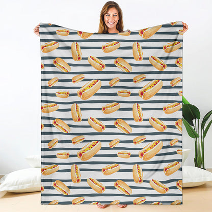 Hot Dog Striped Pattern Print Blanket
