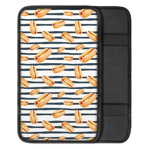 Hot Dog Striped Pattern Print Car Center Console Cover