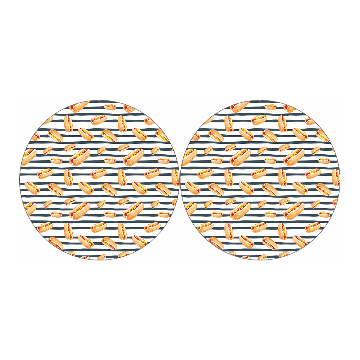 Hot Dog Striped Pattern Print Car Coasters