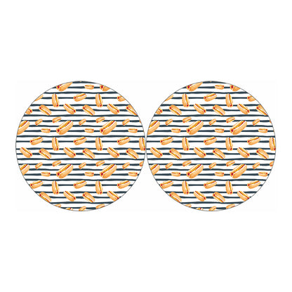 Hot Dog Striped Pattern Print Car Coasters