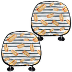 Hot Dog Striped Pattern Print Car Headrest Covers