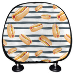 Hot Dog Striped Pattern Print Car Headrest Covers