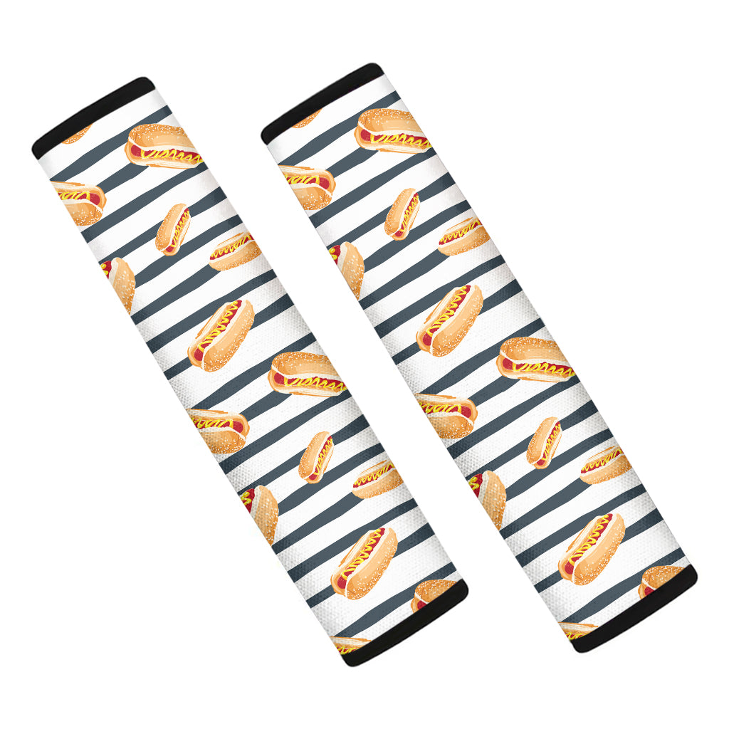 Hot Dog Striped Pattern Print Car Seat Belt Covers