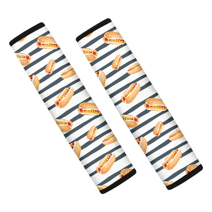 Hot Dog Striped Pattern Print Car Seat Belt Covers