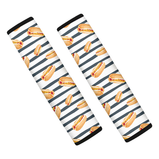 Hot Dog Striped Pattern Print Car Seat Belt Covers