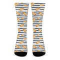 Hot Dog Striped Pattern Print Crew Socks