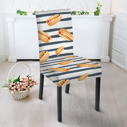 Hot Dog Striped Pattern Print Dining Chair Slipcover