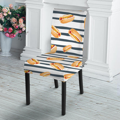 Hot Dog Striped Pattern Print Dining Chair Slipcover