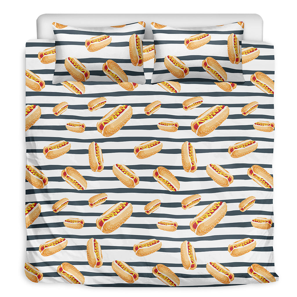 Hot Dog Striped Pattern Print Duvet Cover Bedding Set