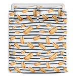Hot Dog Striped Pattern Print Duvet Cover Bedding Set