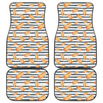 Hot Dog Striped Pattern Print Front and Back Car Floor Mats