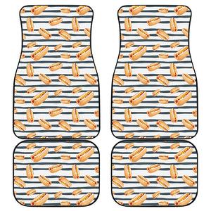 Hot Dog Striped Pattern Print Front and Back Car Floor Mats