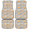 Hot Dog Striped Pattern Print Front and Back Car Floor Mats