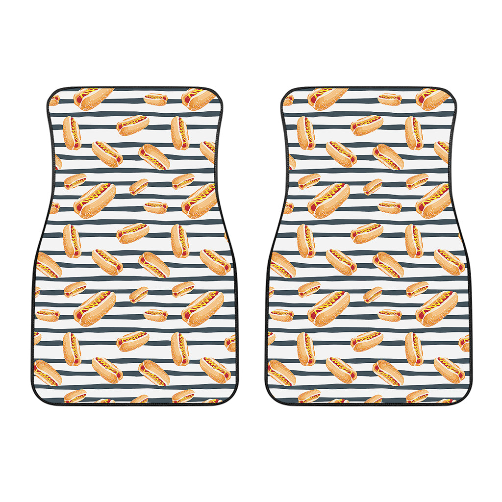Hot Dog Striped Pattern Print Front Car Floor Mats
