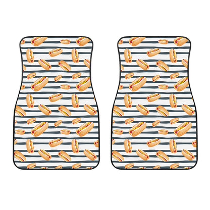 Hot Dog Striped Pattern Print Front Car Floor Mats