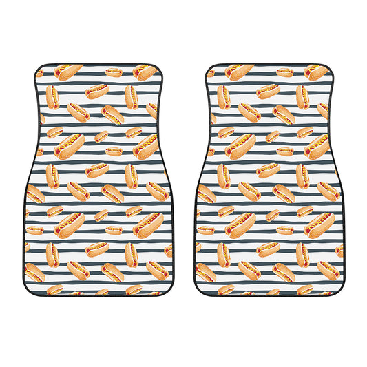 Hot Dog Striped Pattern Print Front Car Floor Mats