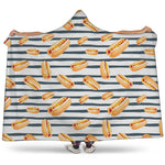 Hot Dog Striped Pattern Print Hooded Blanket