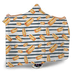 Hot Dog Striped Pattern Print Hooded Blanket