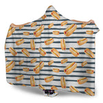 Hot Dog Striped Pattern Print Hooded Blanket