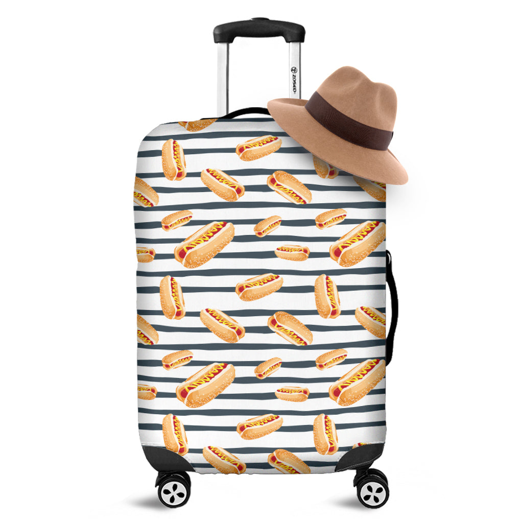 Hot Dog Striped Pattern Print Luggage Cover