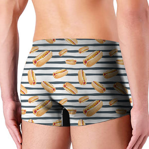 Hot Dog Striped Pattern Print Men's Boxer Briefs