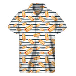 Hot Dog Striped Pattern Print Men's Short Sleeve Shirt