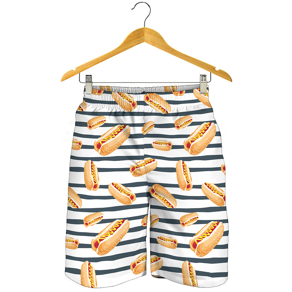 Hot Dog Striped Pattern Print Men's Shorts