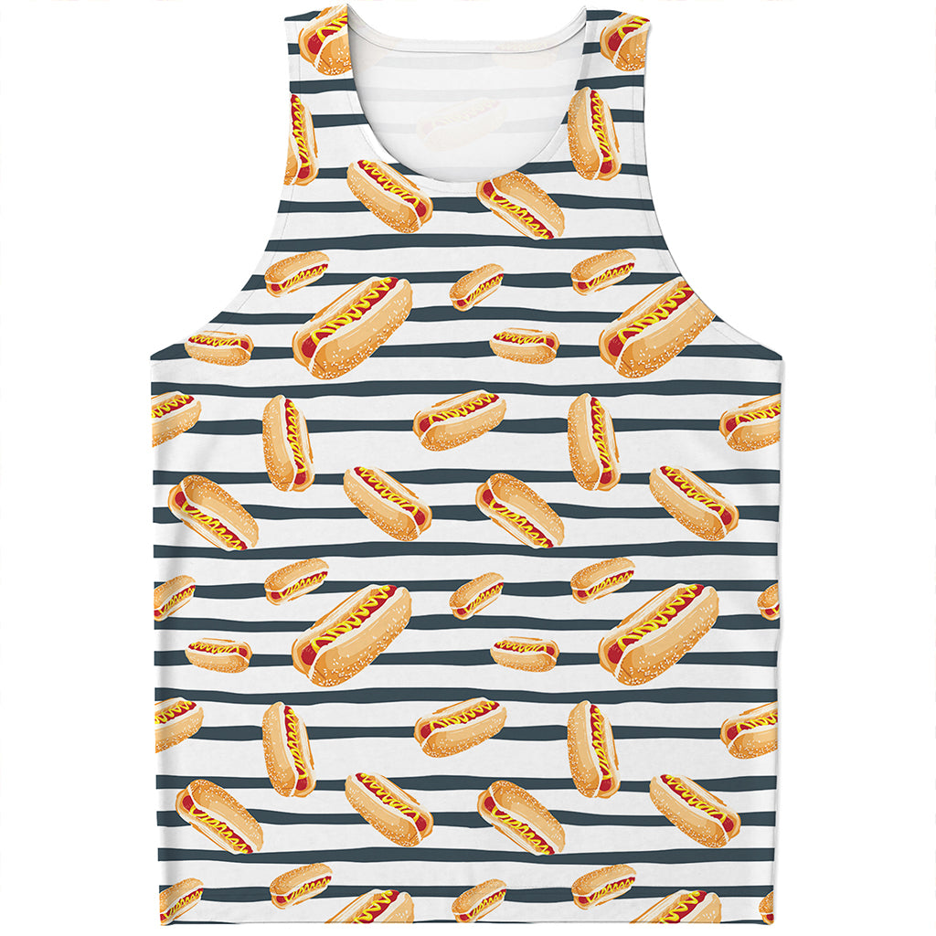 Hot Dog Striped Pattern Print Men's Tank Top