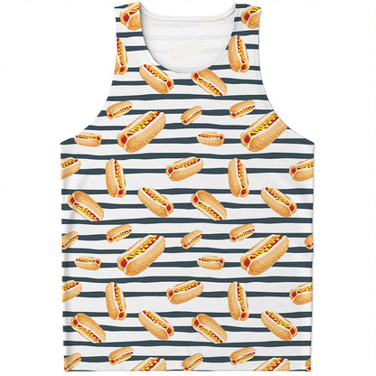 Hot Dog Striped Pattern Print Men's Tank Top