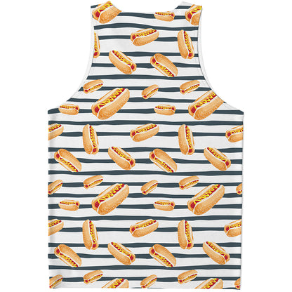 Hot Dog Striped Pattern Print Men's Tank Top