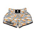 Hot Dog Striped Pattern Print Muay Thai Boxing Shorts