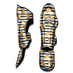 Hot Dog Striped Pattern Print Muay Thai Shin Guard