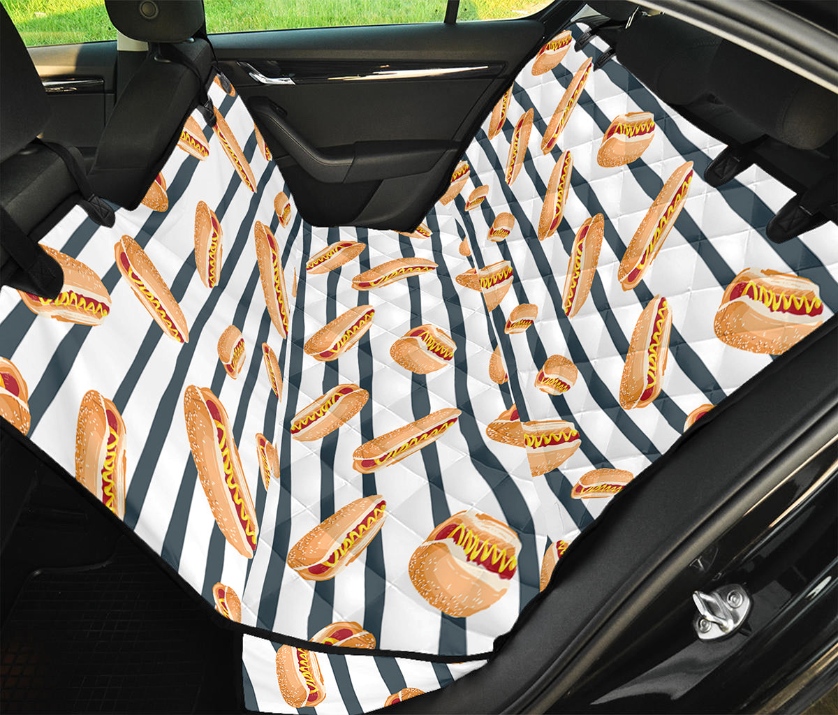 Hot Dog Striped Pattern Print Pet Car Back Seat Cover