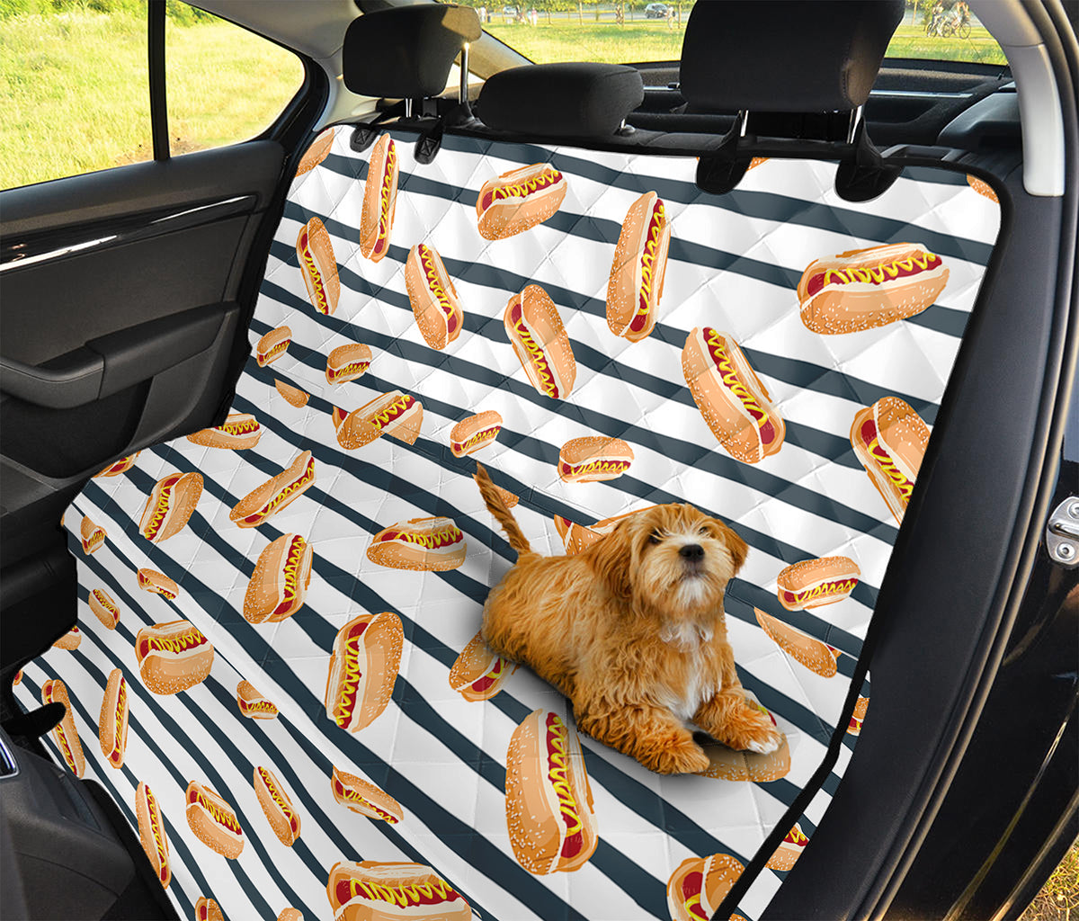 Hot Dog Striped Pattern Print Pet Car Back Seat Cover