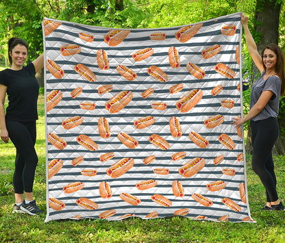 Hot Dog Striped Pattern Print Quilt