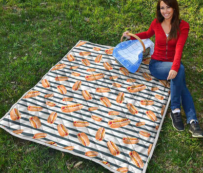 Hot Dog Striped Pattern Print Quilt