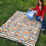 Hot Dog Striped Pattern Print Quilt