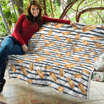 Hot Dog Striped Pattern Print Quilt
