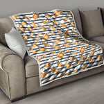 Hot Dog Striped Pattern Print Quilt
