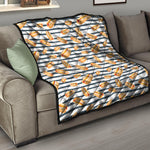 Hot Dog Striped Pattern Print Quilt