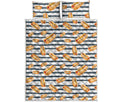 Hot Dog Striped Pattern Print Quilt Bed Set