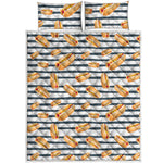 Hot Dog Striped Pattern Print Quilt Bed Set
