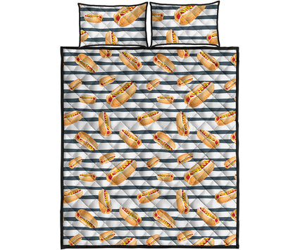 Hot Dog Striped Pattern Print Quilt Bed Set