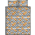Hot Dog Striped Pattern Print Quilt Bed Set