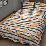 Hot Dog Striped Pattern Print Quilt Bed Set