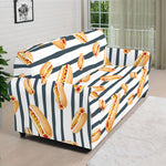 Hot Dog Striped Pattern Print Sofa Cover