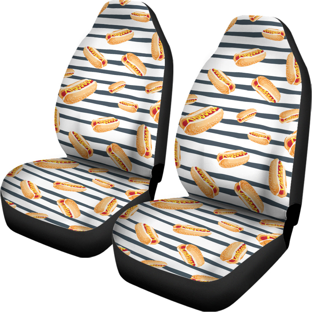 Hot Dog Striped Pattern Print Universal Fit Car Seat Covers