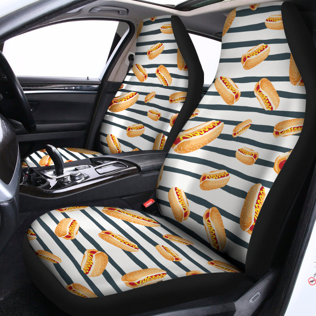 Hot Dog Striped Pattern Print Universal Fit Car Seat Covers