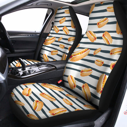 Hot Dog Striped Pattern Print Universal Fit Car Seat Covers