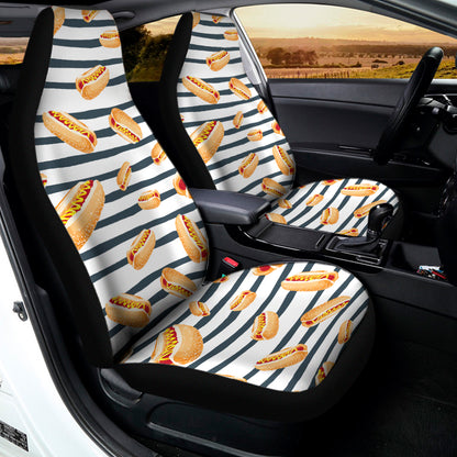 Hot Dog Striped Pattern Print Universal Fit Car Seat Covers